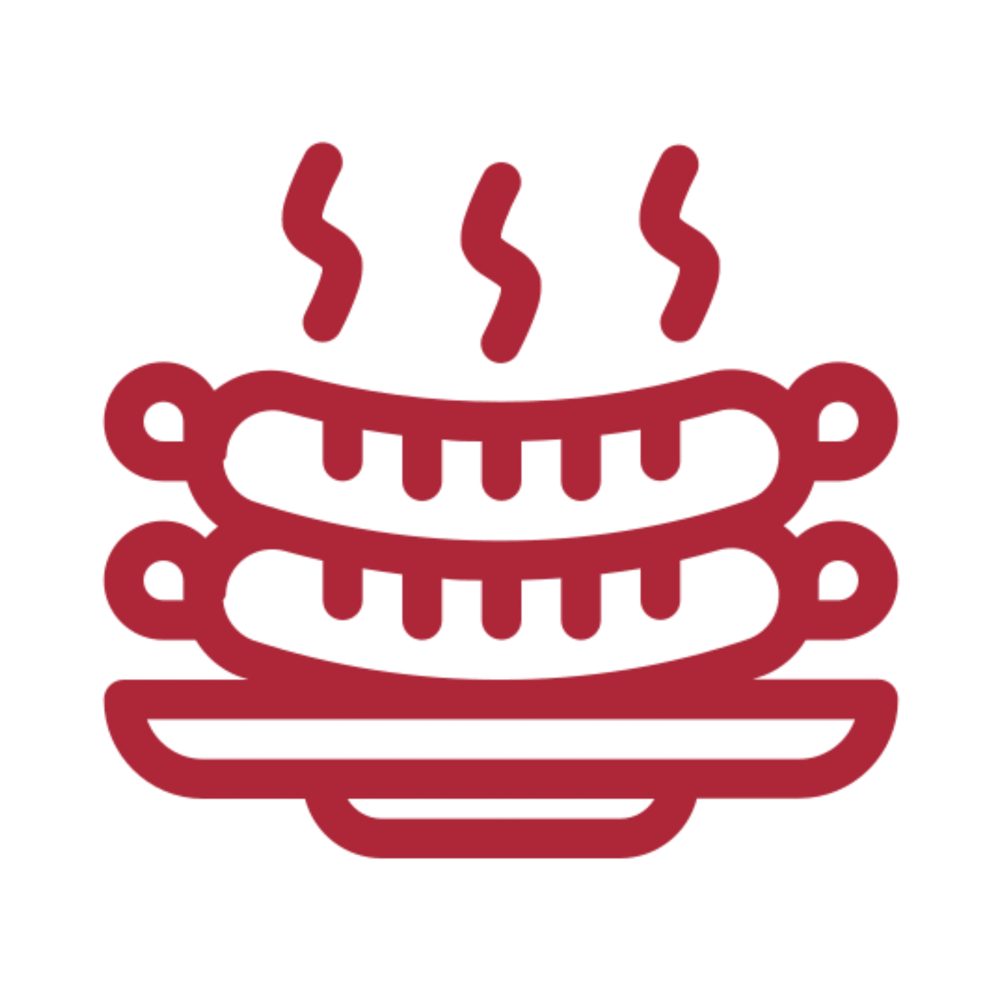 Hot sausages graphic with steam symbols.
